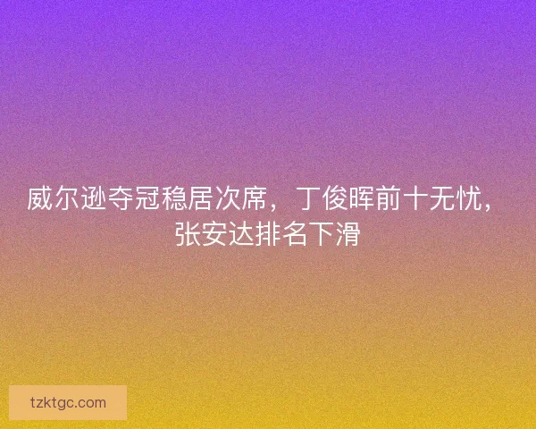 威尔逊夺冠稳居次席，丁俊晖前十无忧，张安达排名下滑