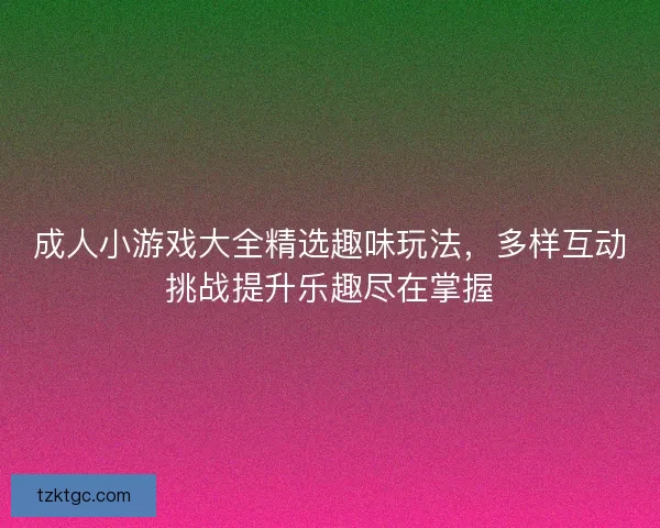 成人小游戏大全精选趣味玩法，多样互动挑战提升乐趣尽在掌握