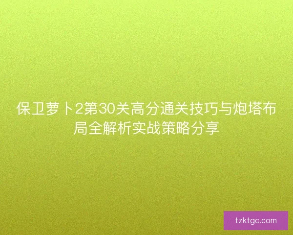 保卫萝卜2第30关高分通关技巧与炮塔布局全解析实战策略分享