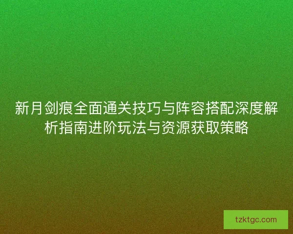 新月剑痕全面通关技巧与阵容搭配深度解析指南进阶玩法与资源获取策略