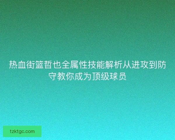 热血街篮哲也全属性技能解析从进攻到防守教你成为顶级球员